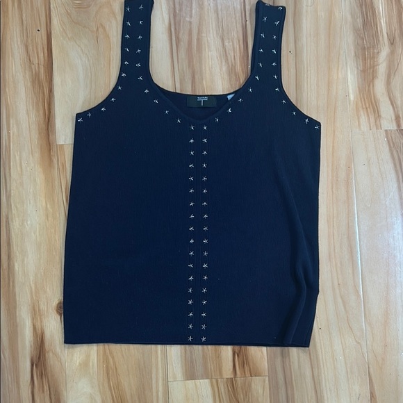 Tahari Embellished Black Sleeveless Tank Top - Picture 1 of 8